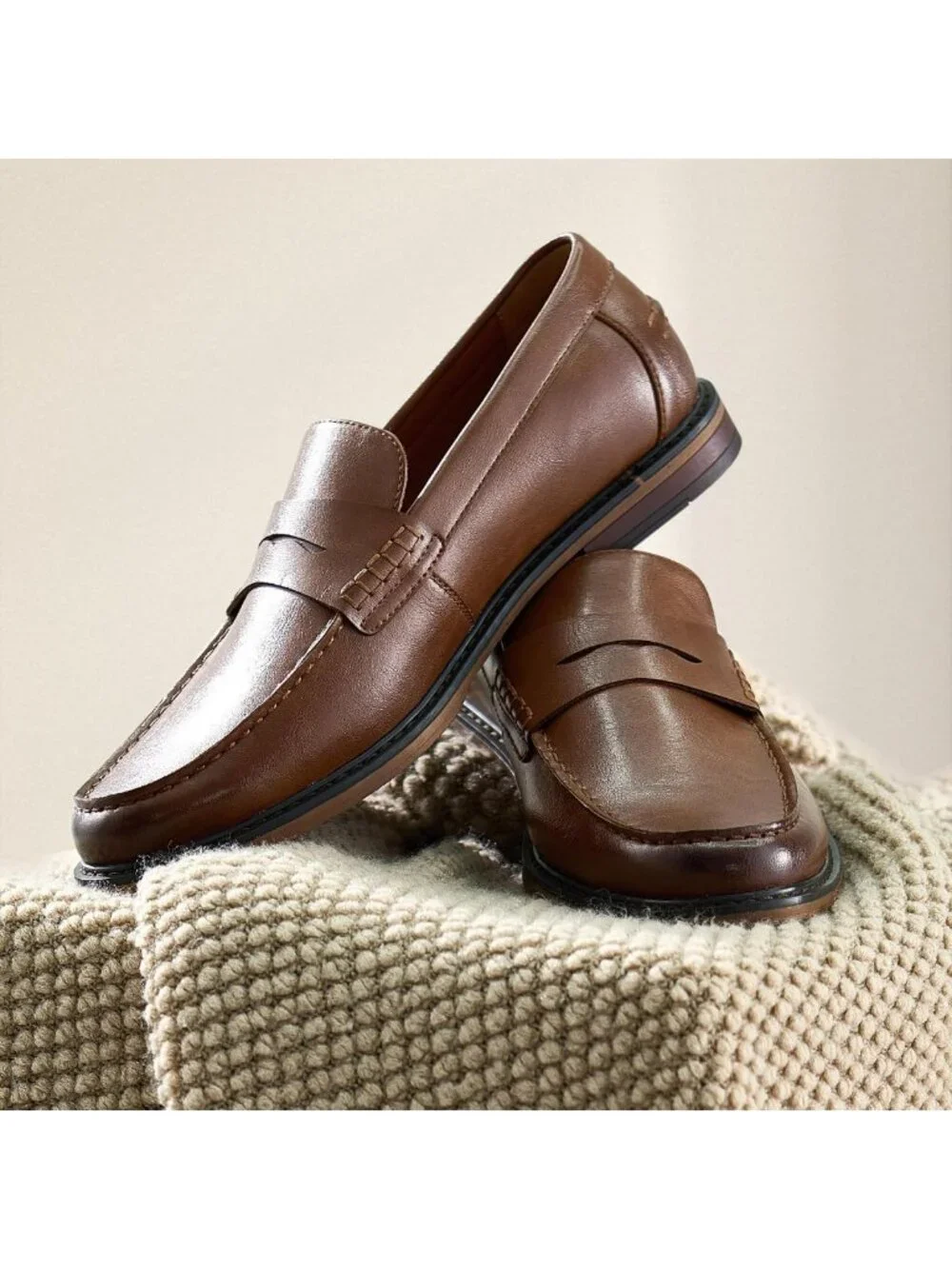 Men's Slip-On Loafers, Casual Faux Leather Business Shoes for Work & Daily Wear